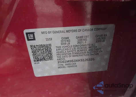 2019 Cadillac Xts Luxury z USA, uszkodzony, nr VIN 2G61M5S3XK9126326